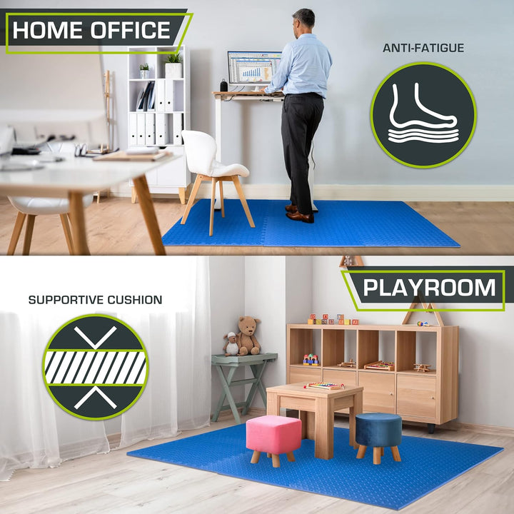 ProsourceFit Puzzle Exercise Mat ½ in, Eva Interlocking Foam Floor Tiles for Home Gym, Mat for Home