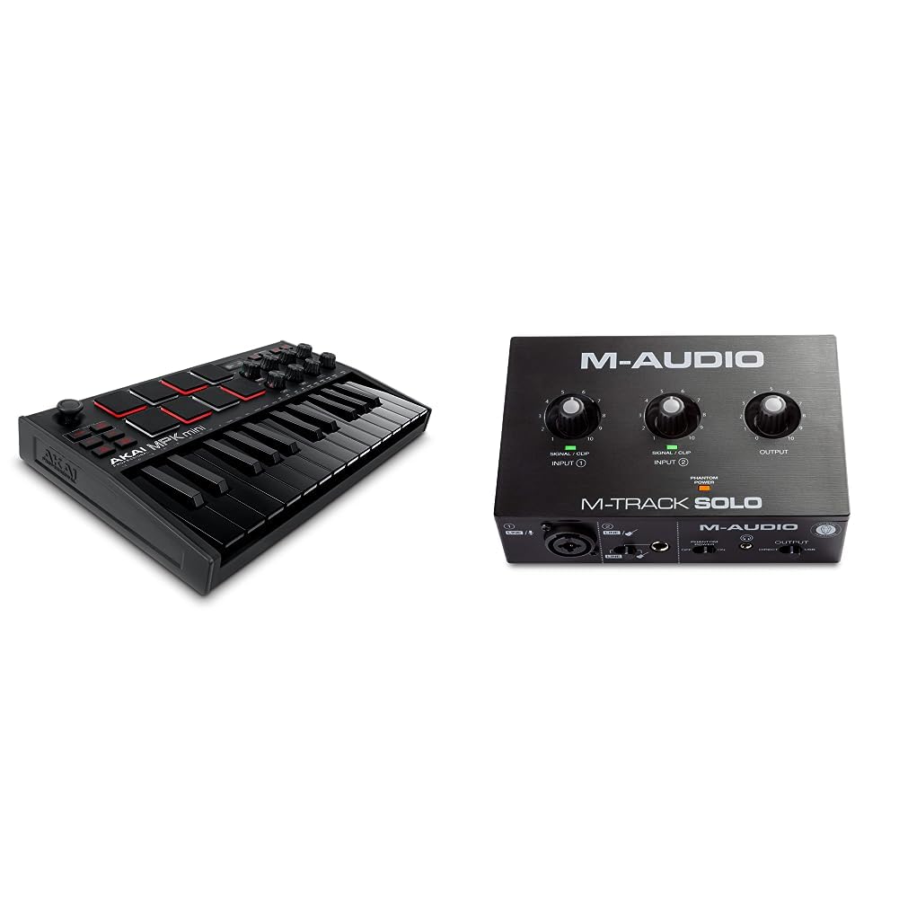 AKAI Professional MPK Mini MK3 Black – 25-Tasten USB MIDI Keyboard Controller & M-Audio M-Track Solo