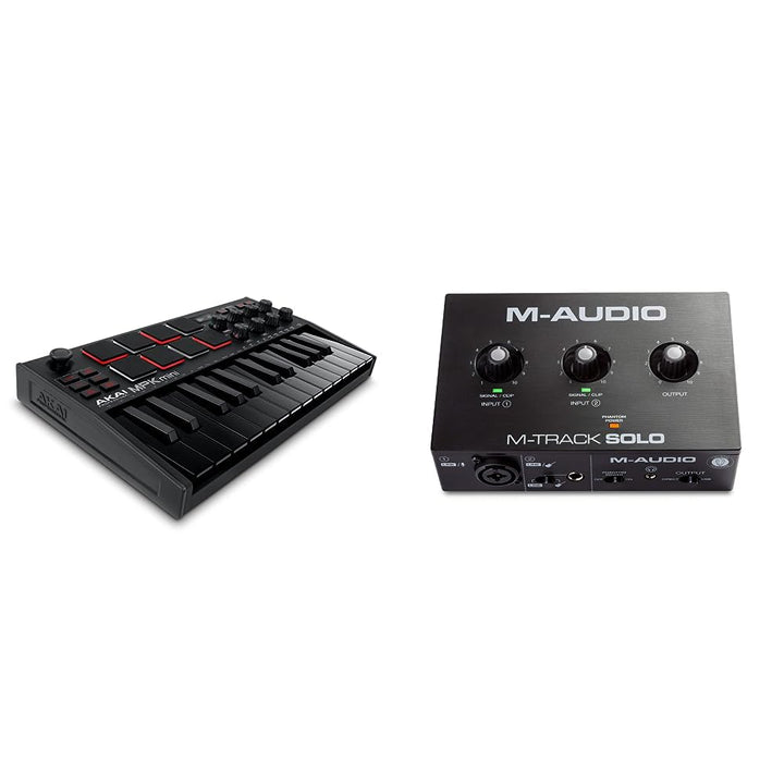 AKAI Professional MPK Mini MK3 Black – 25-Tasten USB MIDI Keyboard Controller & M-Audio M-Track Solo