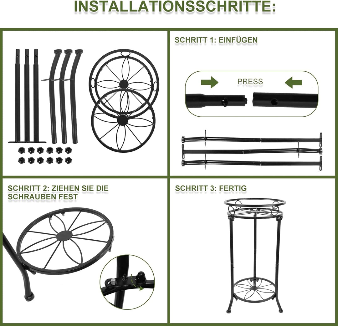 MA3TY Pflanzenständer Metall-Blumenständer,Blumentopfhalter für Drinnen & Draussen,Schwarz Small, Sm