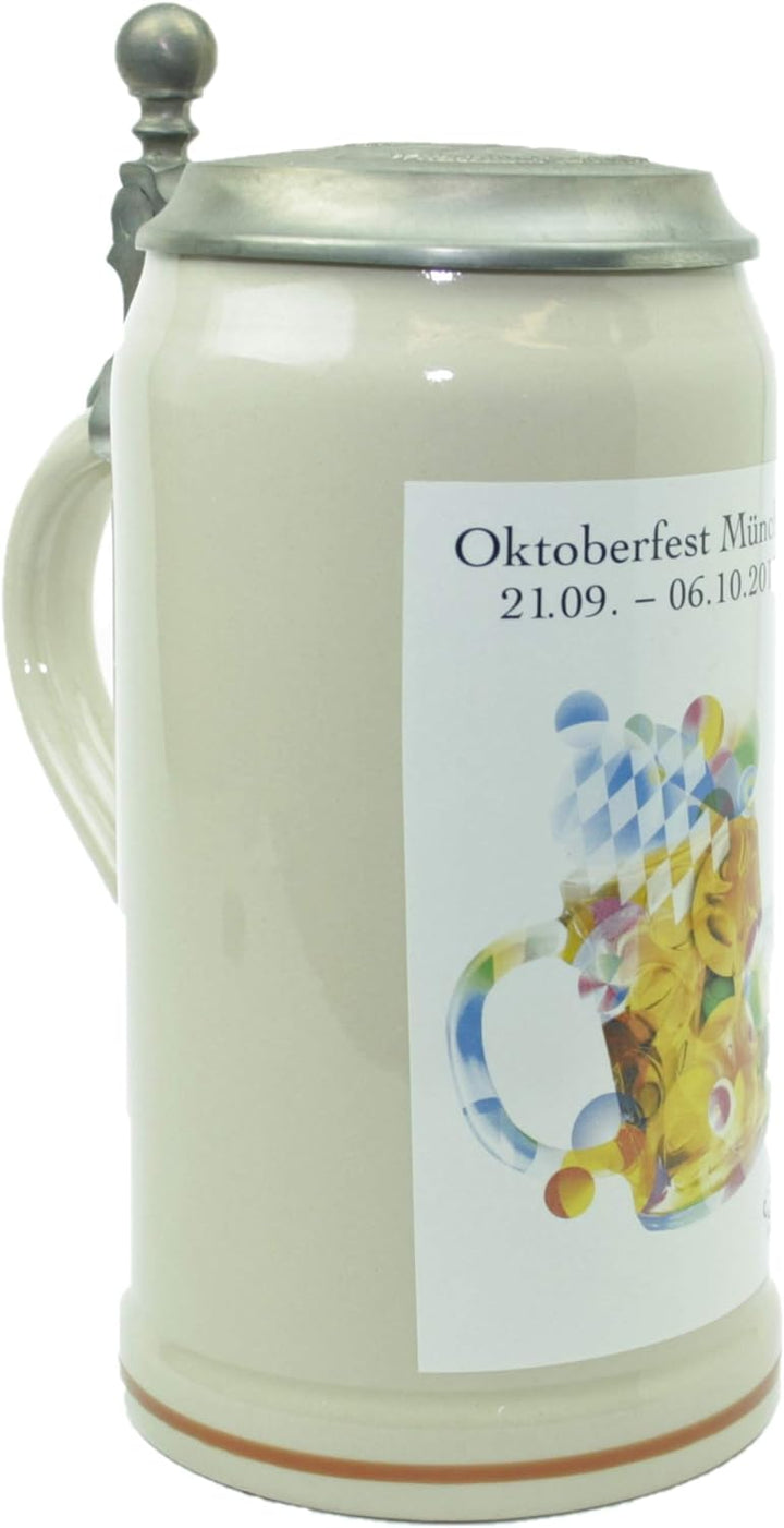 Steinfixx® - Original Oktoberfestkrug 2013 mit Zinndeckel und Zertifikat I Jahrgangskrug I Jahreskru
