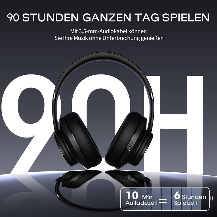 DOQAUS Bluetooth Kopfhörer Over Ear,90H Spielzeit Bluetooth 5.3 Kabellose Kopfhörer mit Mikrofon mit