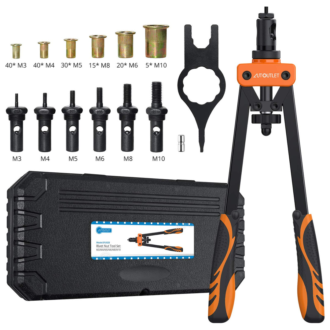 AUTOUTLET Nietmutternzange Set, 14" Profi Nietzangen Nietmutterzange mit 6 Austauschbare Dorne M3 M4