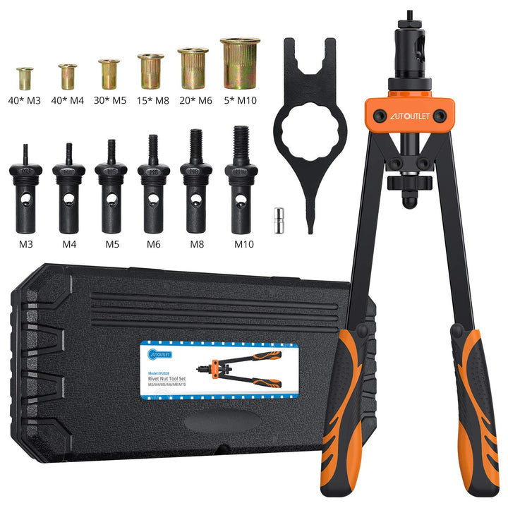 AUTOUTLET Nietmutternzange Set, 14" Profi Nietzangen Nietmutterzange mit 6 Austauschbare Dorne M3 M4