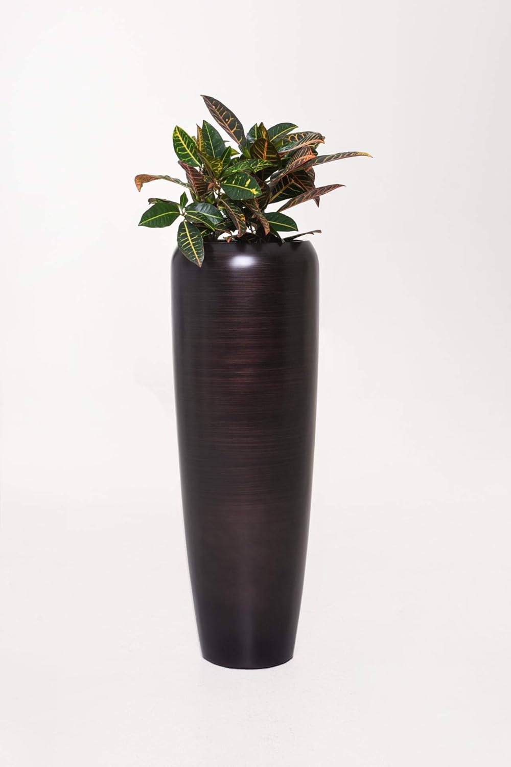 VIVANNO Pflanzkübel Pflanzgefäss Bodenvase exklusiv CAVITA Schwarz Braun Seidenmatt (97x34) Schwarz