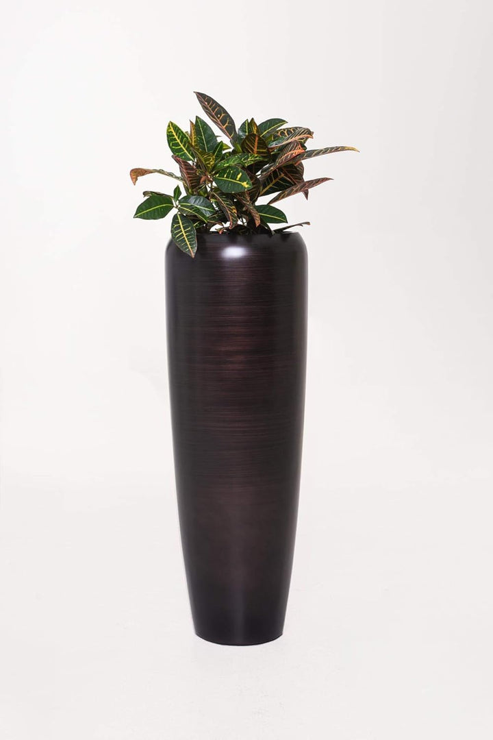 VIVANNO Pflanzkübel Pflanzgefäss Bodenvase exklusiv CAVITA Schwarz Braun Seidenmatt (97x34) Schwarz