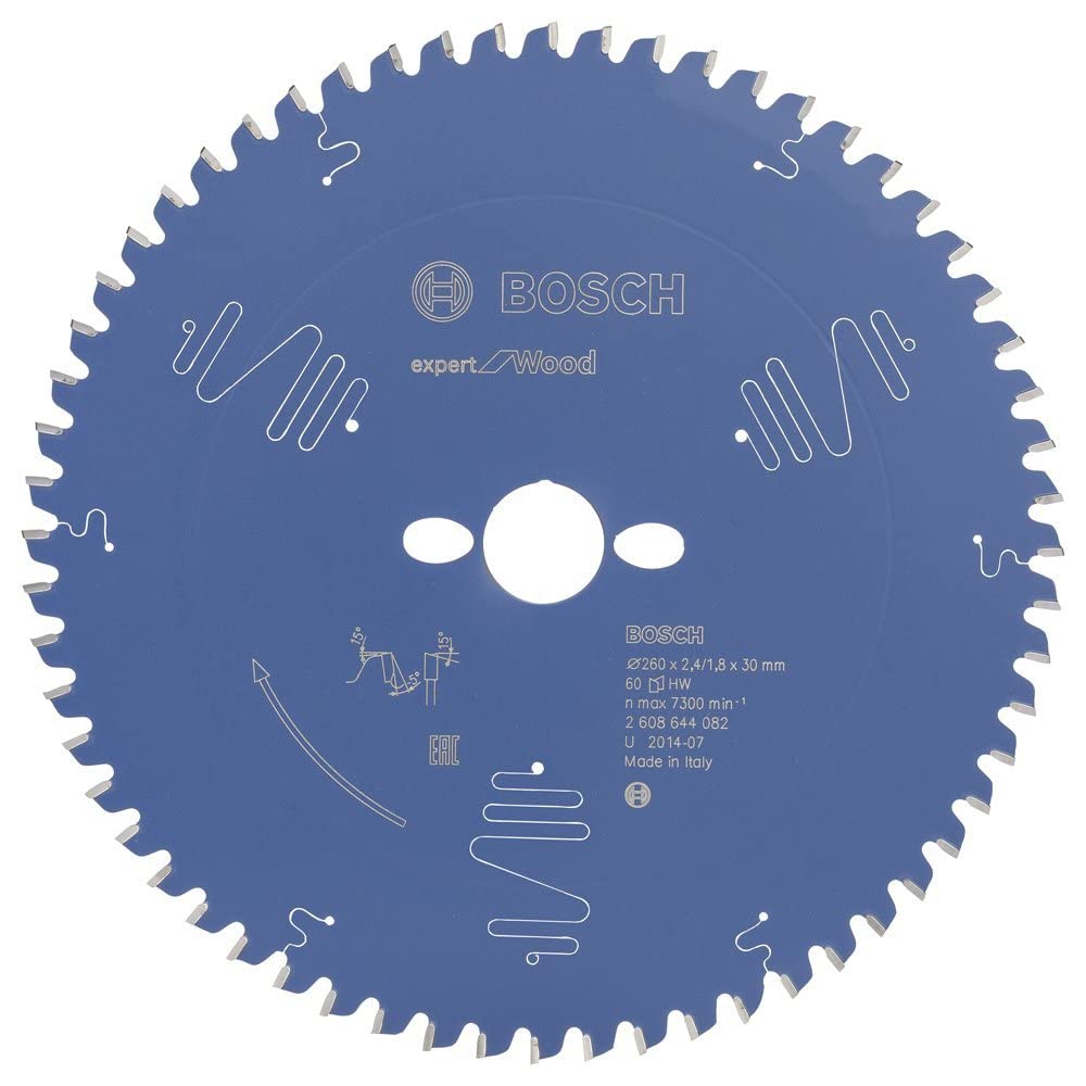 Bosch Professional 1x Kreissägeblatt Expert for Wood (Holz, Sägeblatt Ø 260 x 30 x 2,4 mm, 60 Zähne,