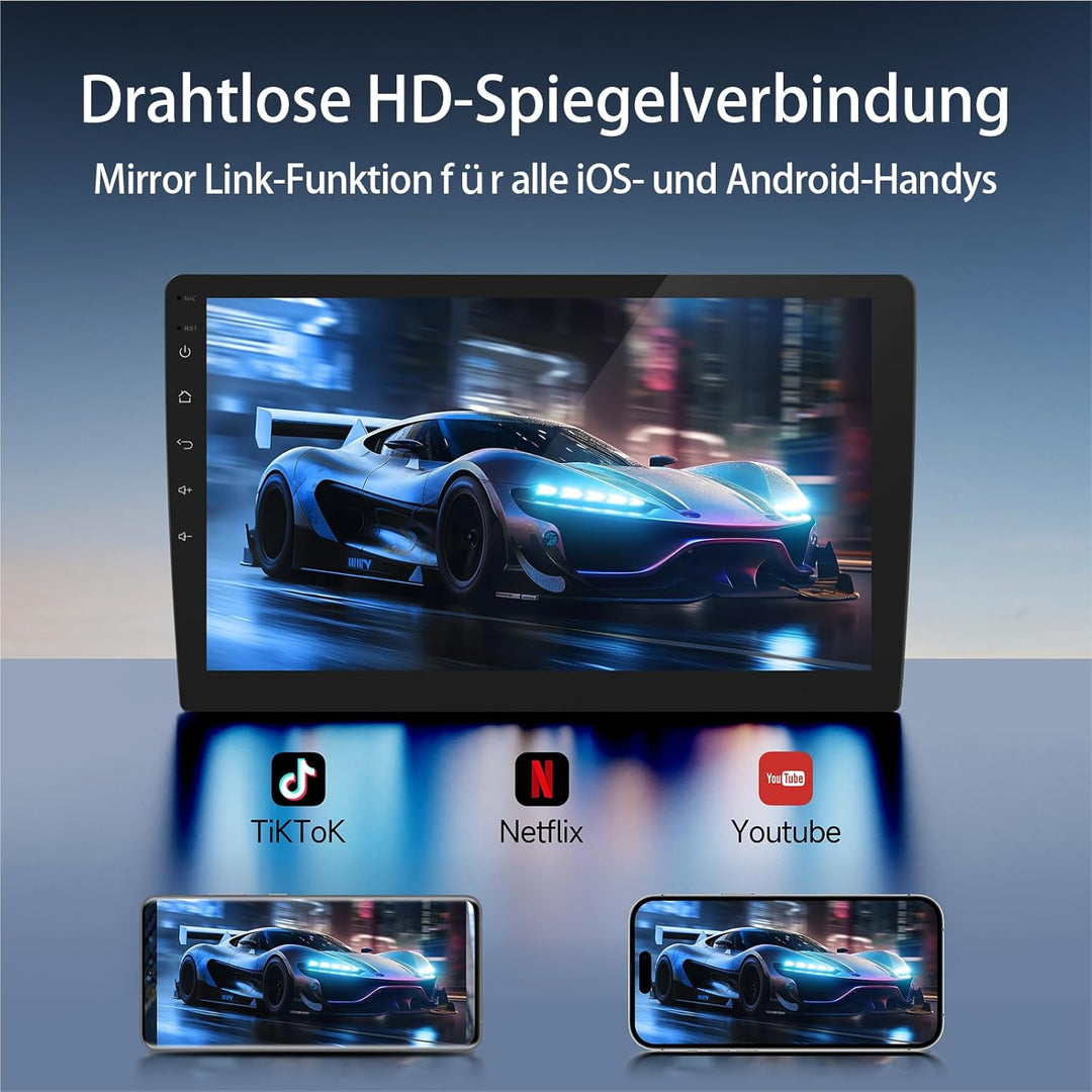 Haudio 2 Din Autoradio mit Apple CarPlay & Android Auto, 9 Zoll HD Bildschirm, HD Rückfahrkamera, 2+