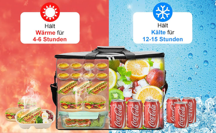 Kühltasche Gross 37L | GLANXY Kühlbox Faltbar Gross, Eistasche, Thermotasche | Picknicktasche | Lunc