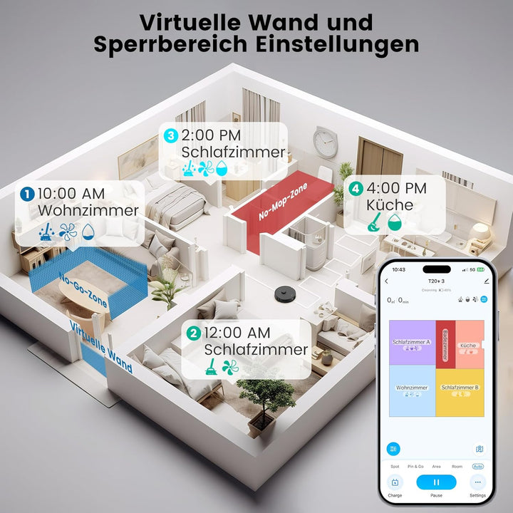 AIRROBO T20+ Saugroboter mit Wischfunktion, 3.5L Staubsauger Roboter mit Absaugstation, 180Min Laufz
