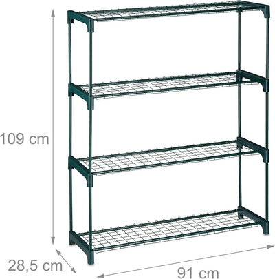 Relaxdays Pflanzenregal, 4 Ablagen, für Blumen-& Pflanzentöpfe, Indoor, Metall & Kunststoff, HBT 109