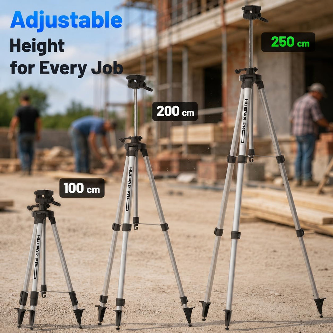 Huepar Pro Hochleistungs Stativ für Laser, 250cm Tripod, Gewinde:1/4”&amp; 5/8" | Innen- und Aussenberei
