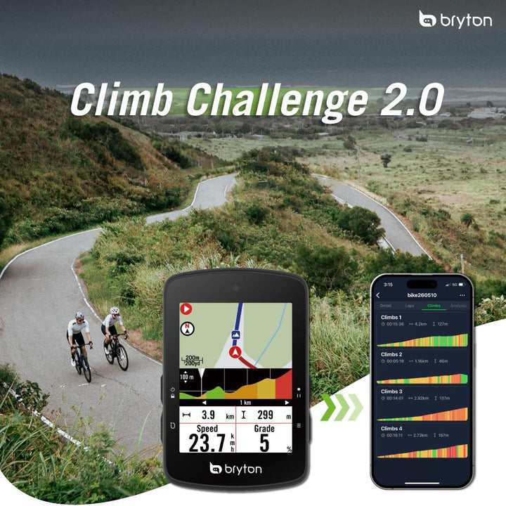 Bryton Rider S510 2,8 Zoll Farb-LCD-Touchscreen GPS Fahrradcomputer, Offline-EU-Karte, kompatibel mi