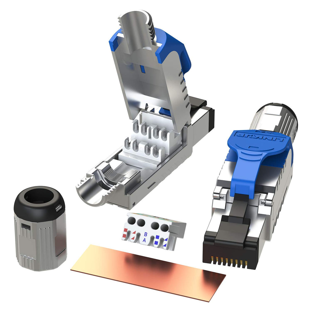 LINKUP - RJ45 Connectors Cat6A (2 Pack) Shielded Metal Die-Cast Field Modular Termination Plug | 10G