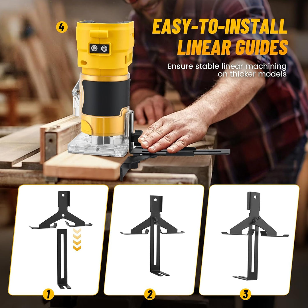 Akku Oberfräse Kompatibel mit Dewalt 21V Akku, Bürstenloser Kantenfräser 30000 U/min, Einhandfräse m
