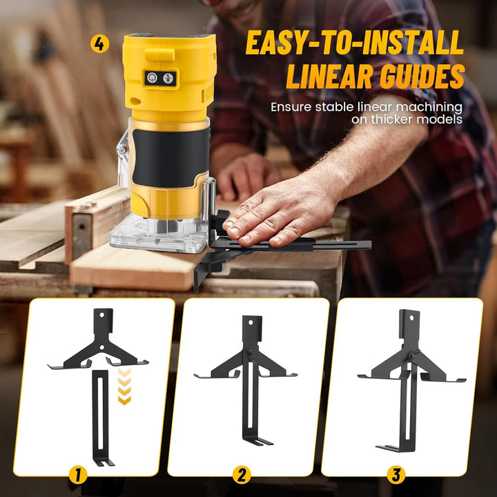Akku Oberfräse Kompatibel mit Dewalt 21V Akku, Bürstenloser Kantenfräser 30000 U/min, Einhandfräse m