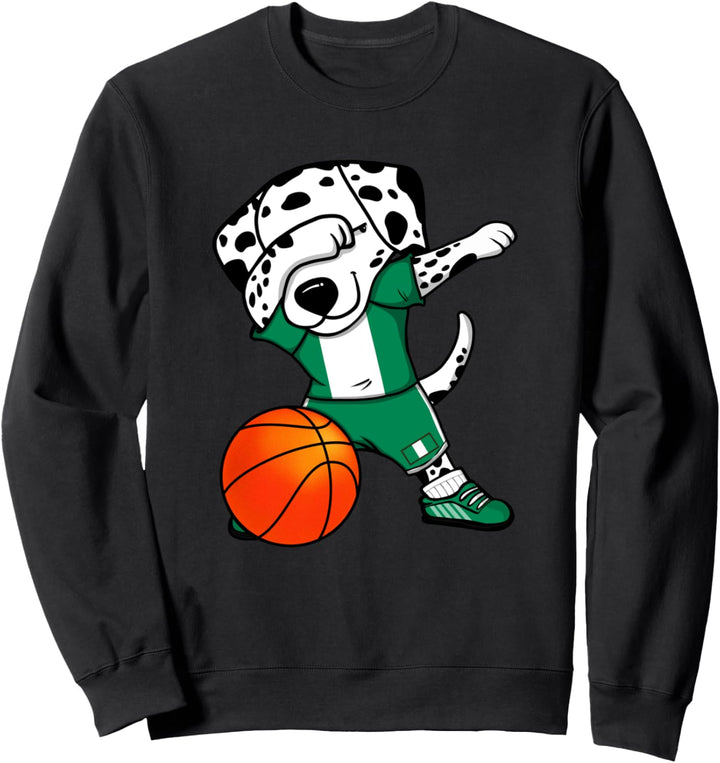 Dabbing Dalmatiner Nigeria Basketball Nigerianische Flagge Sweatshirt
