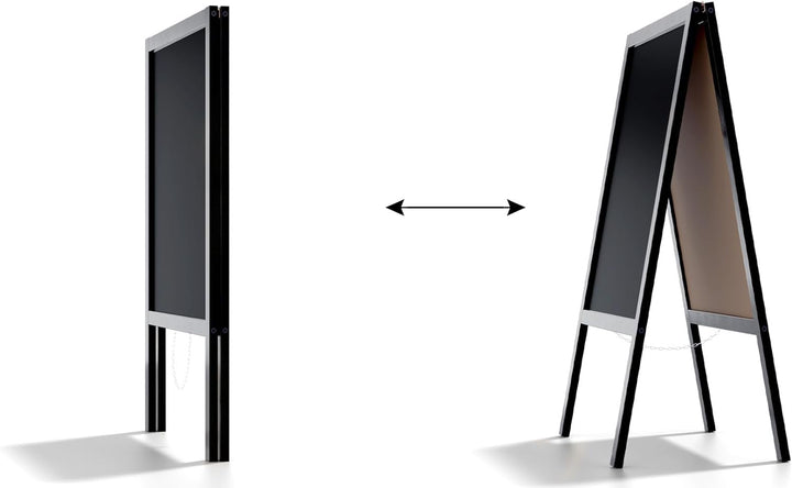 ALLboards Kundenstopper mit Schwarz, lackiertem Holzrahmen 100x60cm, Werbetafel, Gehwegaufsteller, A