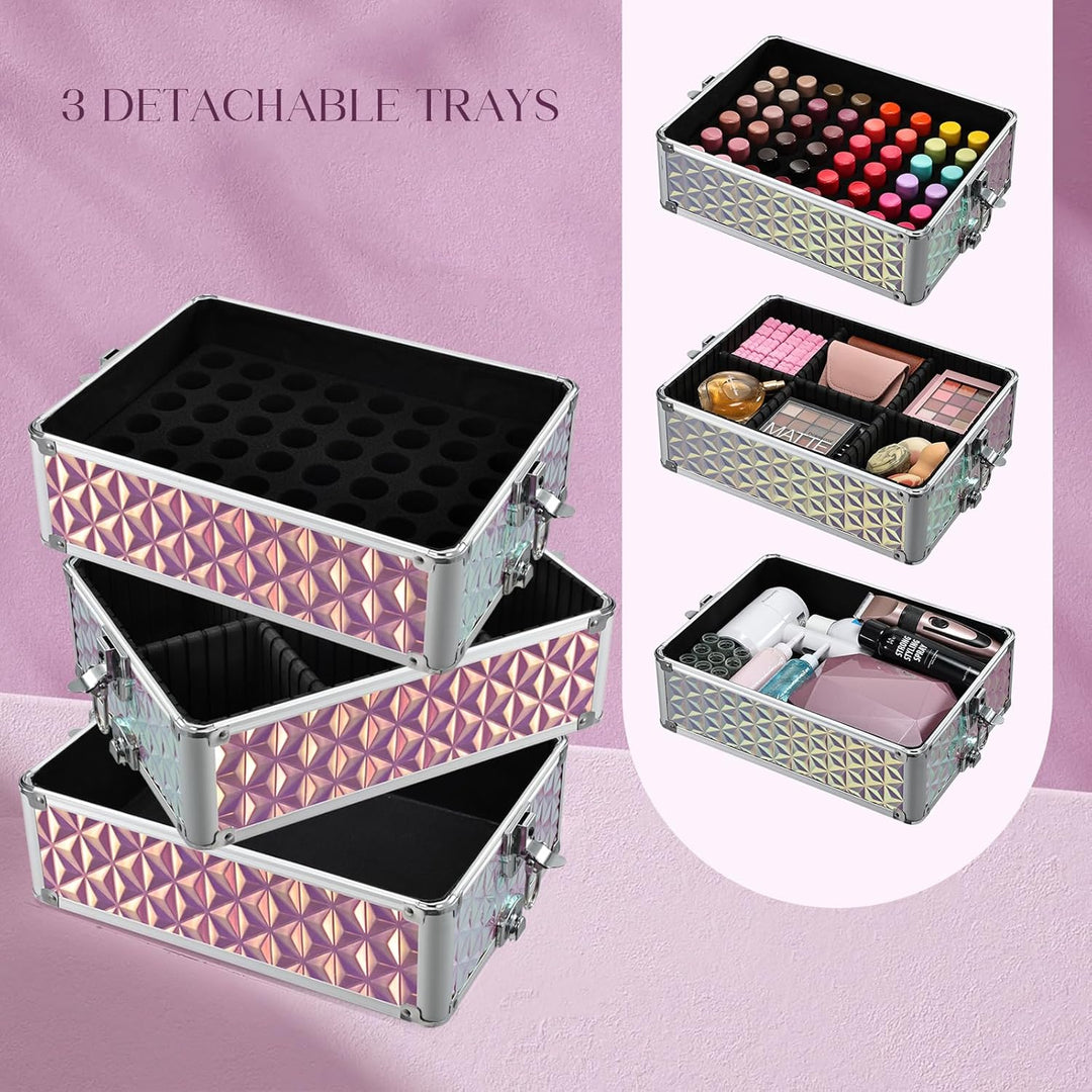 Kosmetik Trolley 5 in 1 Kosmetikkoffer Trolley Make up Koffer Gross Friseurkoffer mit Rollen Schmink