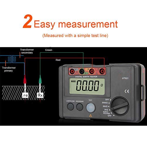 UT521 Earth Tester Erdungswiderstandstester Ohmmeter mit Aufbewahrungsbehälter 50 Hz / 60 Hz