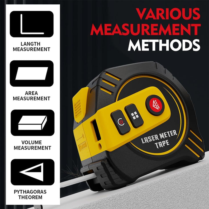 REVASRI Digitales Massband, 40 m Laser Entfernungsmesser & 5m Massband, Echtzeit-Digitalanzeige Einh