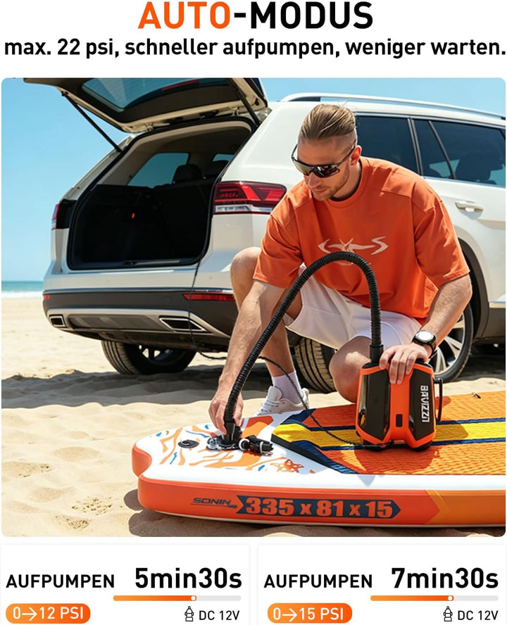 Elektische Sup Pumpe Akku 22PSI Elektrische Pumpe Sup 76.96WH | Akku Pumpe Sup Aufblasen 6 SUP12V DC