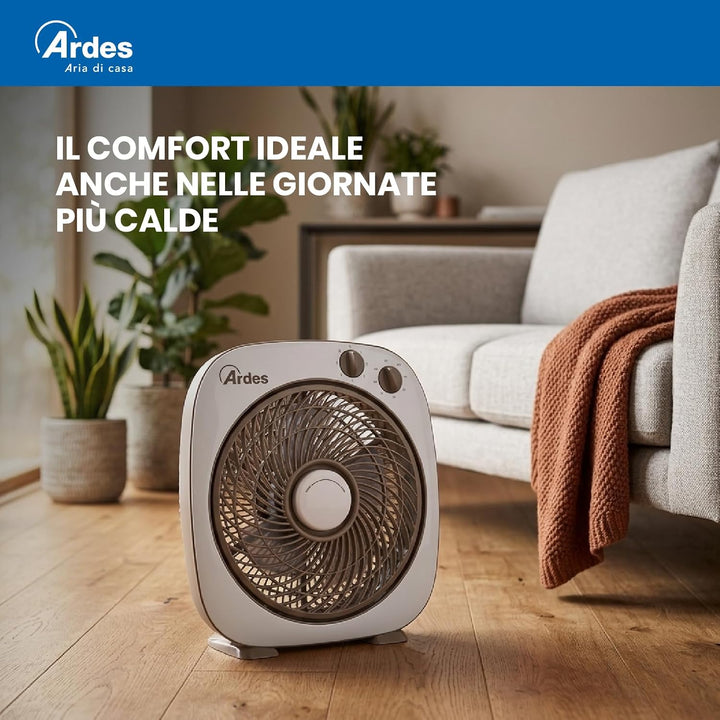 ARDES - Tragbarer Tisch- oder Bodenventilator mit 6 Flügeln und 3 Intensitätsstufen und 360-Grad-Dre
