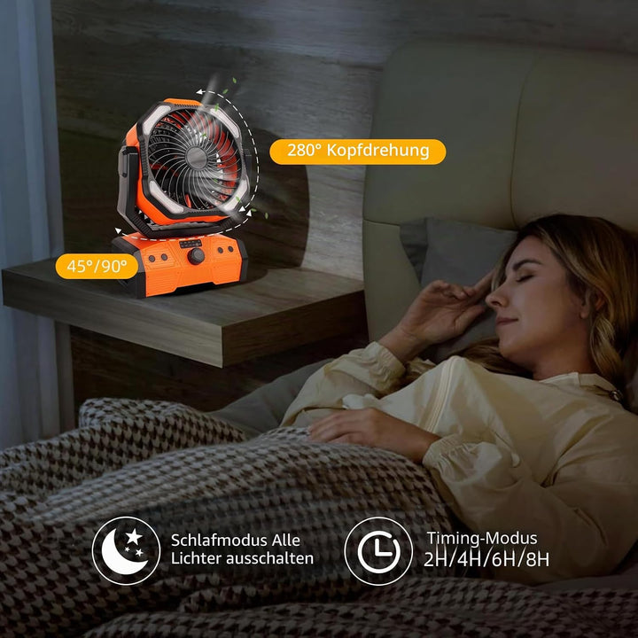 ELZO 30000mAh Camping Ventilator, Wiederaufladbarer Tischventilator USB Ventilator mit LED Licht &amp; H