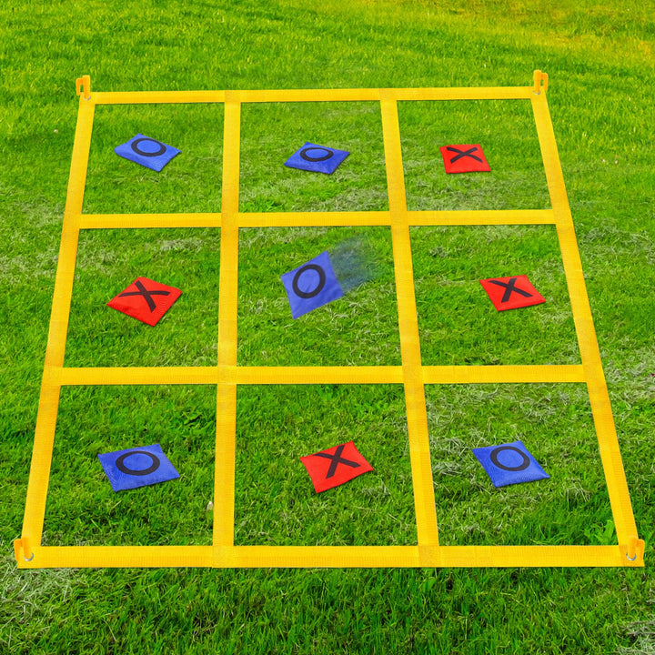 Riesiges Tic Tac Toe, Sitzsack-Wurfspiele für Kinder und Erwachsene, Outdoor-Spielset, Nylon, Gelb,