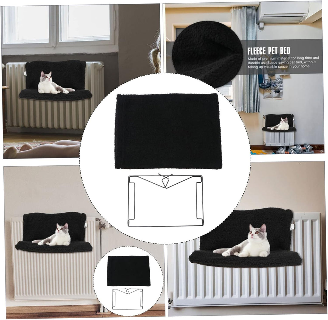 Toyvian Hängendes Heizkörperbett für Katzen Schwarzes Vlies Haustierbett mit Eisenrahmen für Winter