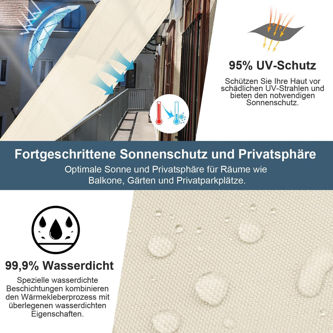 COOL AREA Sonnensegel Wasserdicht Rechteckig 2x3m Sonnenschutz 95% UV Schutz Windschutz,Wasserabweis
