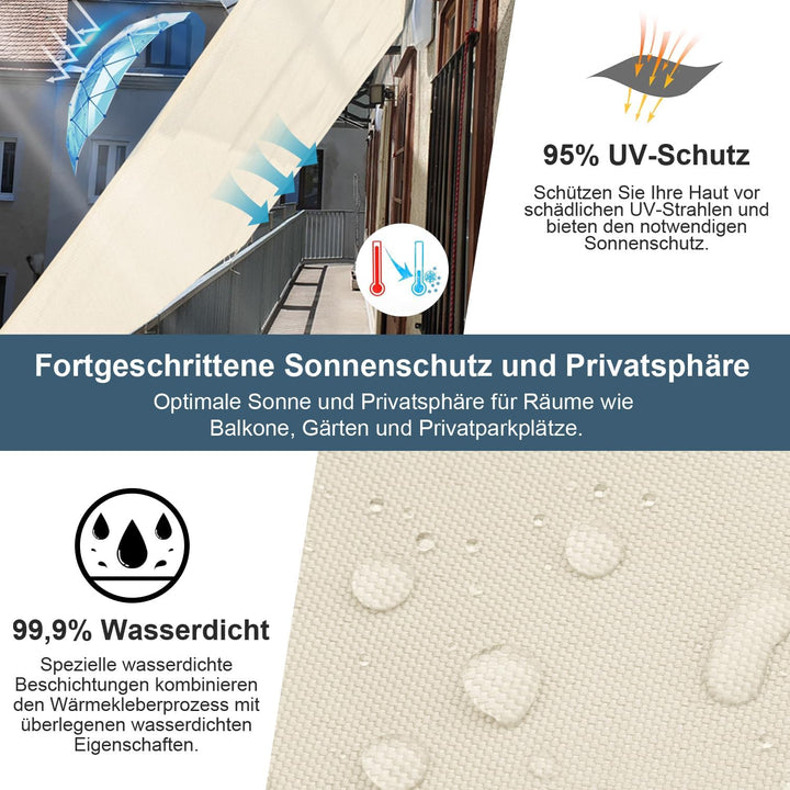 COOL AREA Sonnensegel Wasserdicht Rechteckig 2x3m Sonnenschutz 95% UV Schutz Windschutz,Wasserabweis