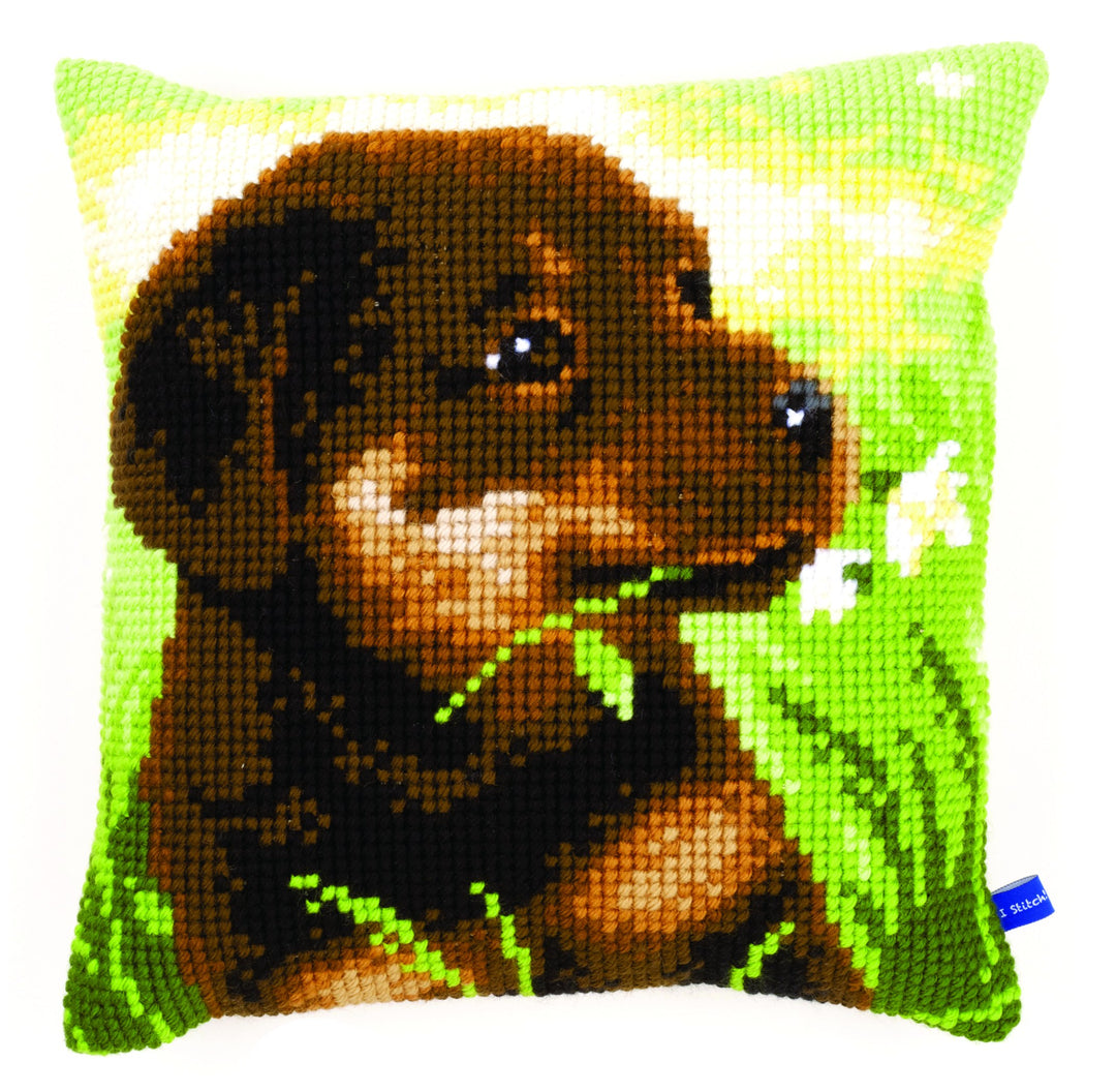 Vervaco Stickpackung für Kreuzstichkissen vorgedruckt, Baumwolle, weiss, 40 x 40 x 0,3 cm