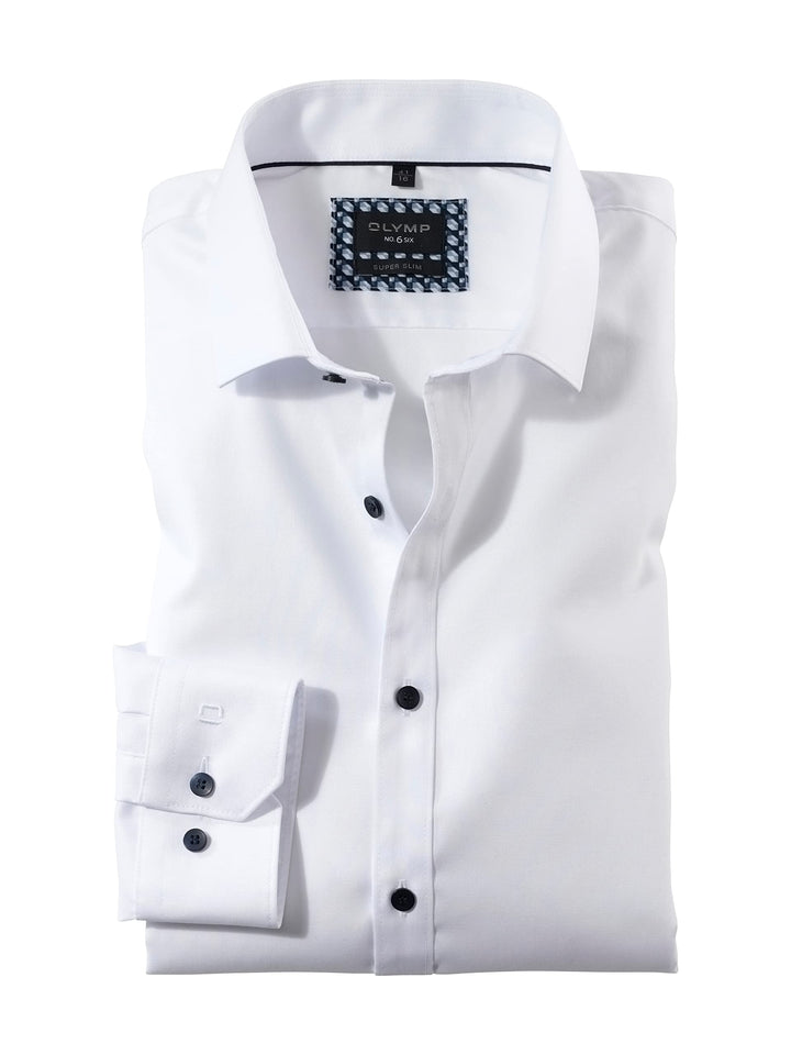 OLYMP Herren Businesshemd Langarm No. Six,Pin Point,super Slim,Modern Kent 36 Weiã, 36 Weiã