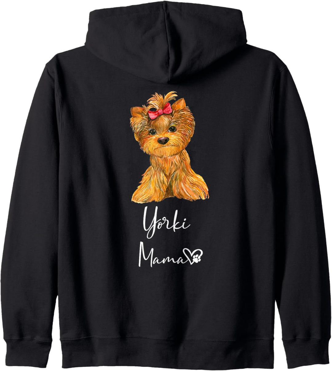 Yorki Mama Hundemama Yorkshire Hund Frauchen Rückendruck Kapuzenjacke