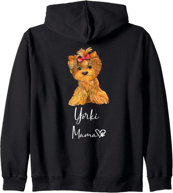 Yorki Mama Hundemama Yorkshire Hund Frauchen Rückendruck Kapuzenjacke