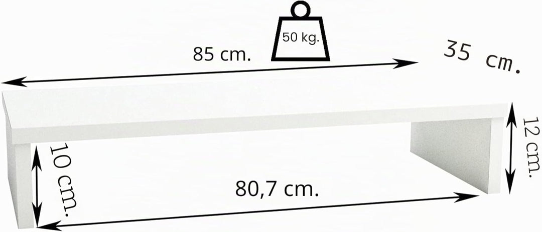 Henor TV-Ständer aus FSC® Holz, TV-Bildschirmerhöhung, 85 x 35 x 12 cm, Tragkraft 50 kg, Weiss 85x35