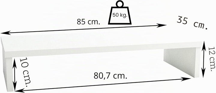 Henor TV-Ständer aus FSC® Holz, TV-Bildschirmerhöhung, 85 x 35 x 12 cm, Tragkraft 50 kg, Weiss 85x35