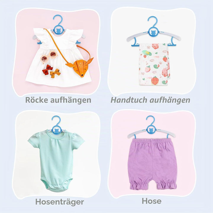 JurciCat 20 stück Kinderkleiderbügel Fkleiderbügel Kinder Kinderbügel Ausziehbare Kunststoff mit Sta