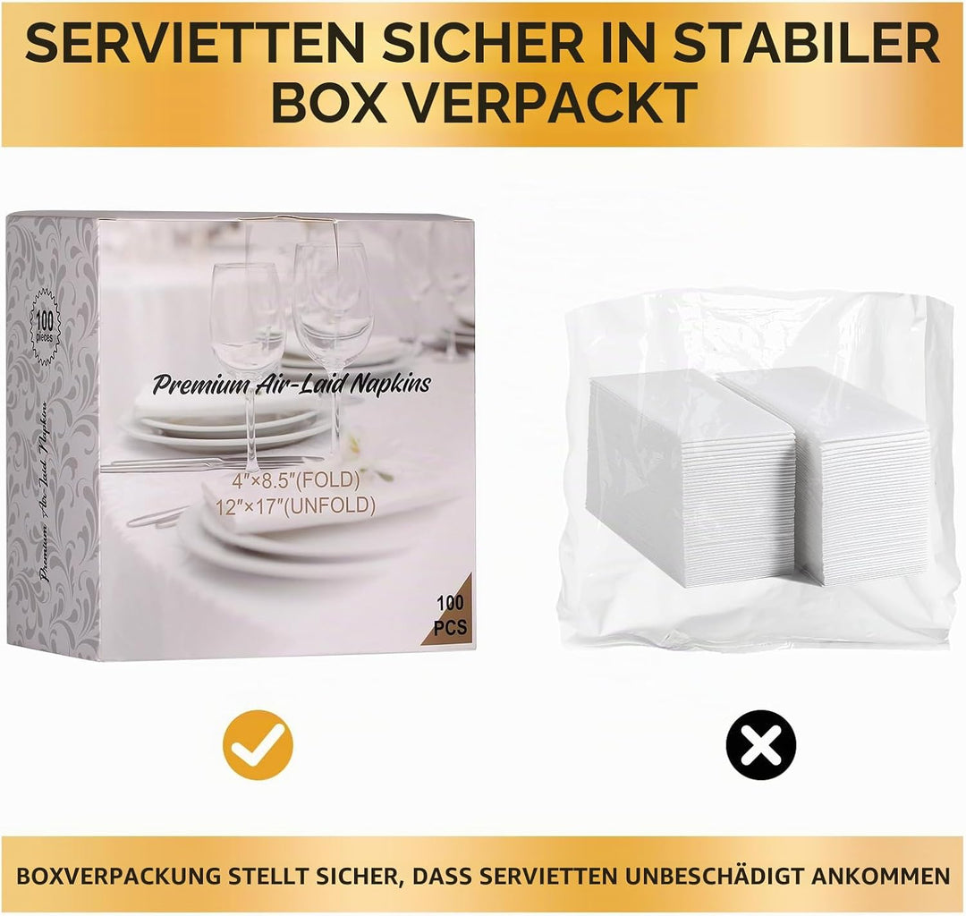 MORGIANA 100 Pack Stoffservietten Weihnachten, Gästehandtücher aus Leinen, Servietten aus Stoffpapie