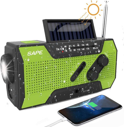 Solar Radio, Kurbelradio AM/FM Wiederaufladbare Dynamo Radio Wasserdicht LED Dynamo Lampe Powerbank