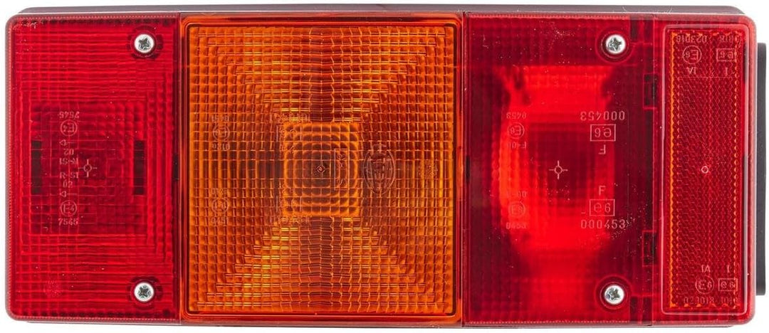 HELLA - Heckleuchte - Glühlampe - 12V - Anbau - Lichtscheibenfarbe: rot/gelb - Stecker: Flachstecker