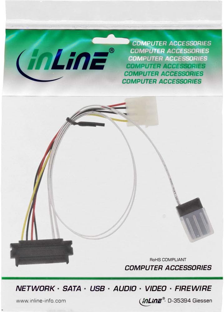 InLine® SAS Anschlusskabel, Mini-SAS SFF-8087 an 1x SAS SFF-8482 + Strom, einzene SAS HDD an Control