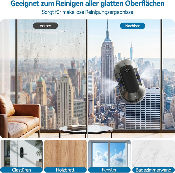 W23D Fensterputzroboter mit aktiver Sprühfunktion, 6000 Pa Saugkraft,, W23d