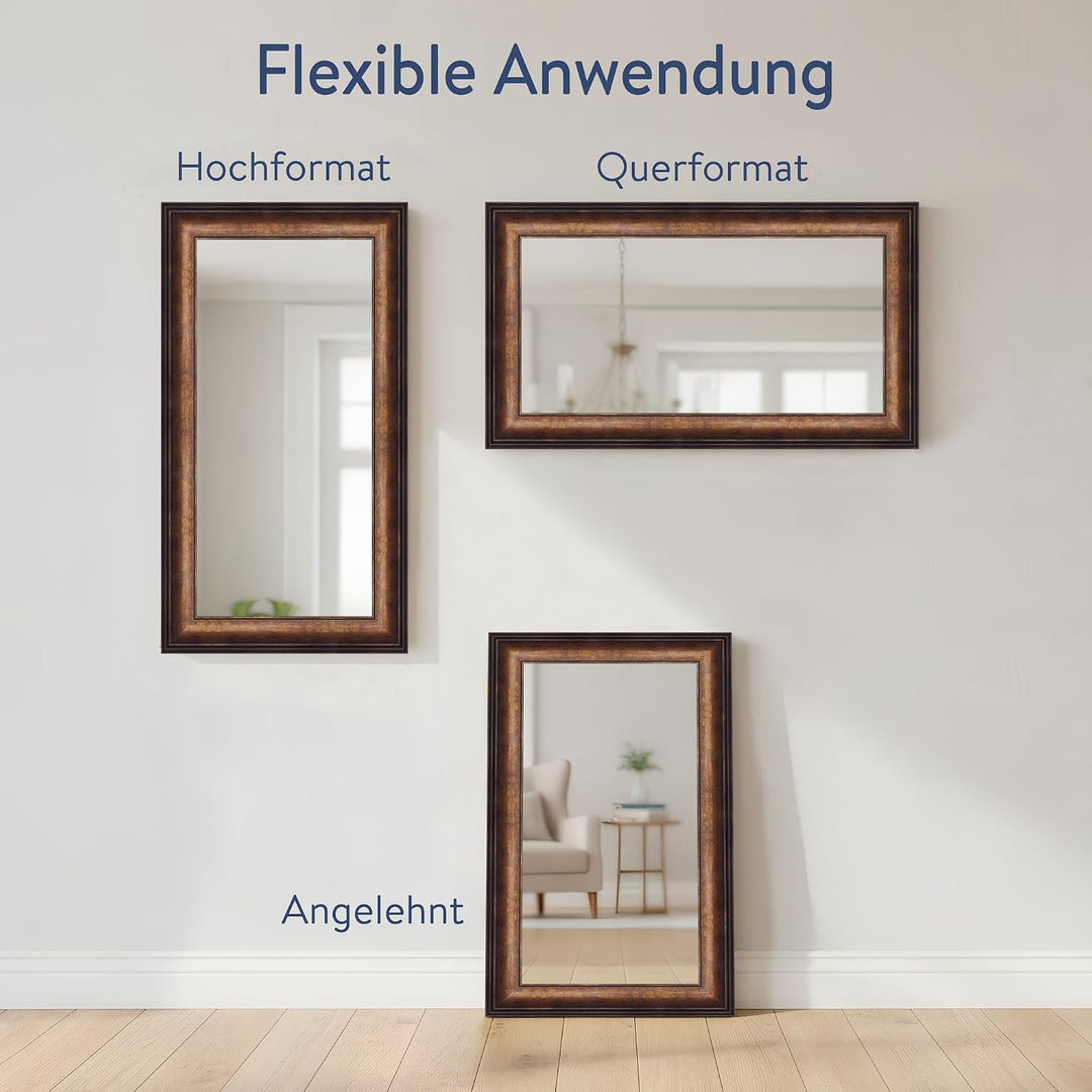 WANDStyle Spiegel Barock und Antik Stil I Aussenmass ca. 40 x 70 cm I Farbe Bronze I bronzener Wands