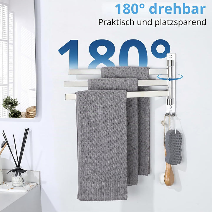 SAYAYO Handtuchhalter Schwenkbar 3 Armig Handtuchhalter Wand Gebürstet Handtuchstange Gästehandtuchh