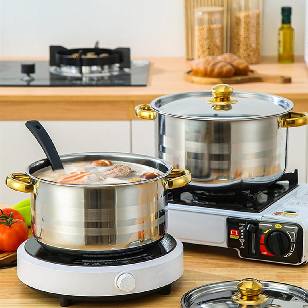 Topfset Induktion Edelstahl 10-teilig,5 Töpfe mit 5 Deckeln,Edelstahl | Kochtopf Set für Alle Herdar