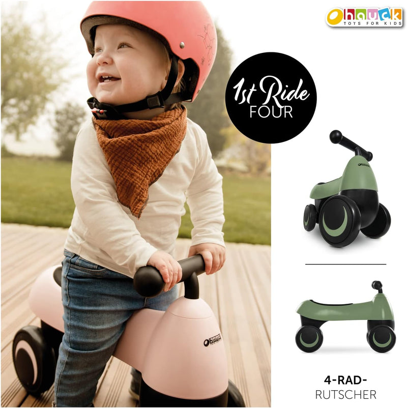 Hauck Baby Rutscher 1st Ride Four, Kinder Laufrad ab 18 Monate bis 25 kg, 4 Räder EVA, Ergonomisch,