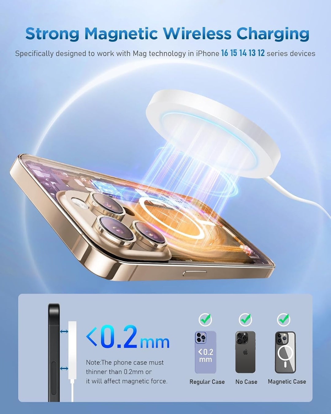 Mag-Safe Ladegerät Wireless Charger für iPhone: Magnet Ladestation Induktive kabellos Ladepad Kompat