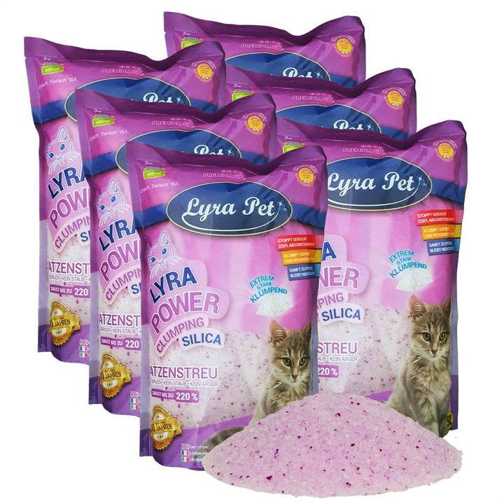 Lyra Pet® | 6 x 5 L = 30 L Lyra Power Clumping Silica Silikat Katzenstreu | Stark Klumpend | Saubere